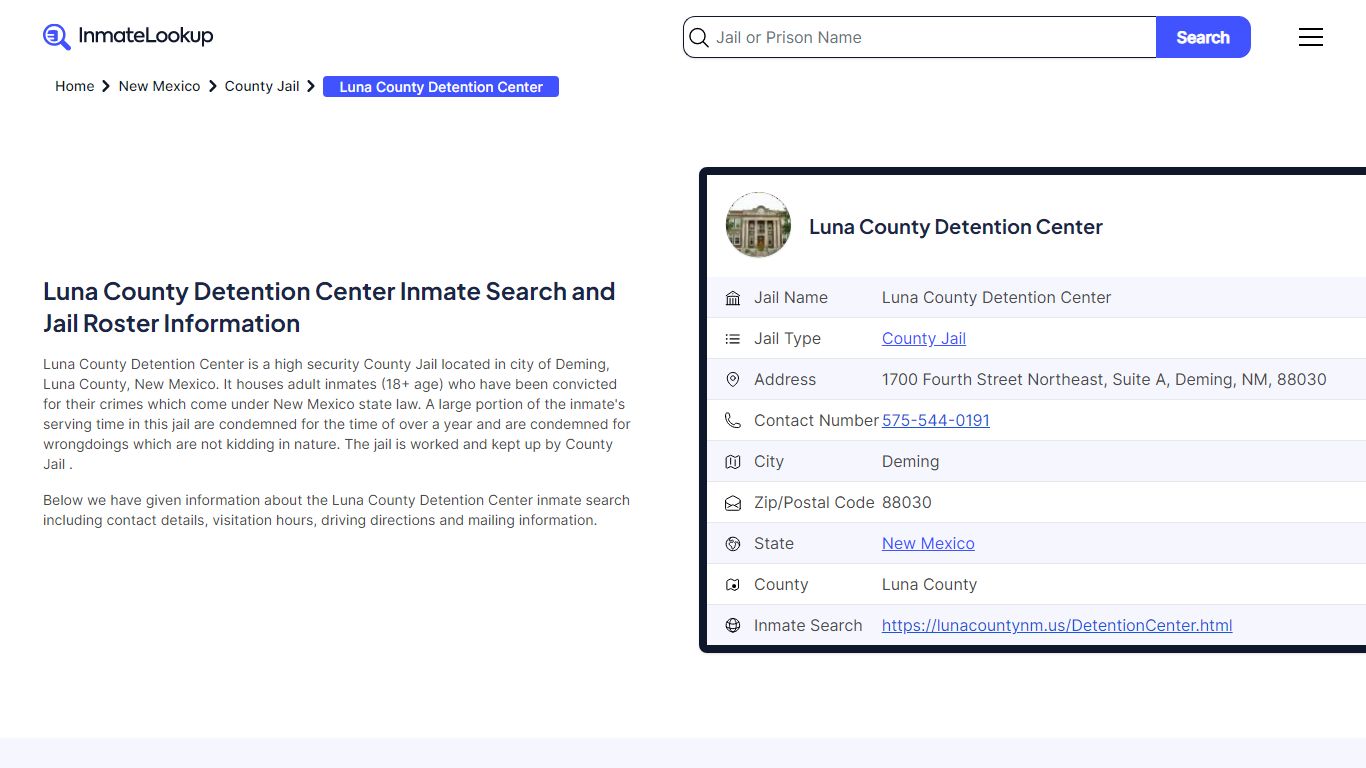 Luna County Detention Center Inmate Search, Jail Roster, Bookings ...